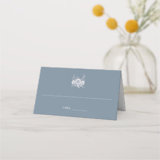 Victorian-style Wedding in Blue with White Flowers Place Card