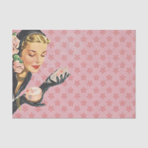 Victorian Style Woman Holding Beauty Supplies Tissue Paper