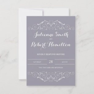 Victorian Swirls Grey Wedding RSVP Card