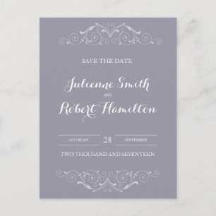 Victorian Swirls Wedding Save the Date Postcard