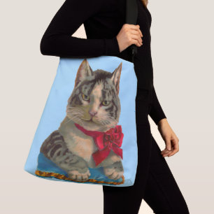 Victorian tabby cat crossbody bag
