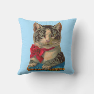 Victorian tabby cat cushion