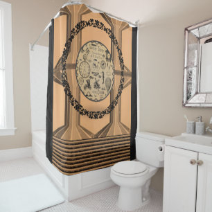 Victorian tan black circle showercurtain shower curtain