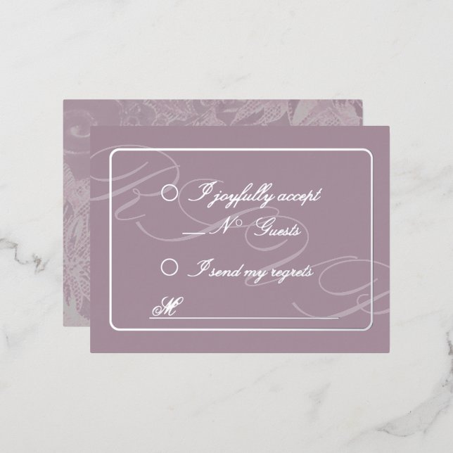 Victorian Tapestry Mauve Response Foil Card  (Front/Back)