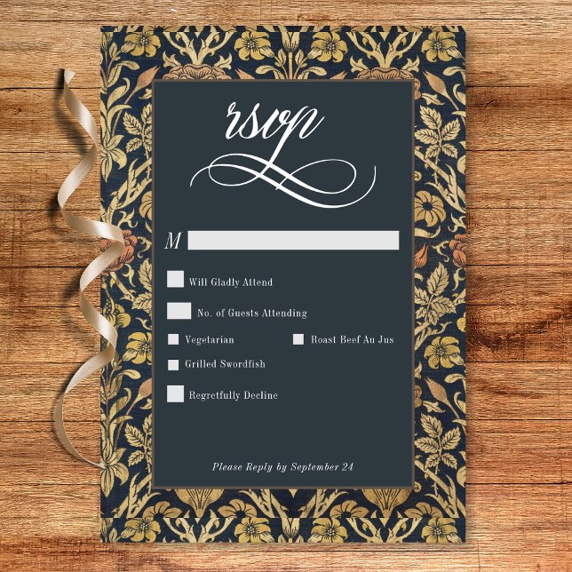 Victorian Tapestry William Morris Floral Wedding RSVP Card (Victorian Tapestry William Morris Floral Wedding RSVP Card)