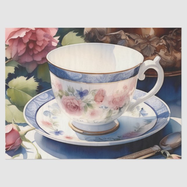 Victorian Tea and Saucer Decoupage Tissue Paper (Front)