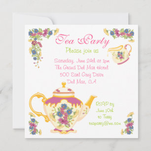 Victorian Tea Pot Tea Party Invitation