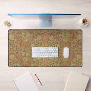 Victorian Terracotta Rose and Leaf Botanical Print Desk Mat