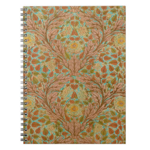 Victorian Terracotta Rose and Leaf Botanical Print Notebook