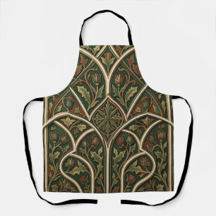 Victorian Thistle Floral Pattern Dark Green  Apron