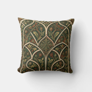 Victorian Thistle Floral Pattern Dark Green Cushion