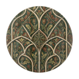 Victorian Thistle Floral Pattern Dark Green Cutting Board