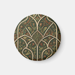 Victorian Thistle Floral Pattern Dark Green Magnet
