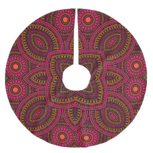 Victorian tiles, ethnic geometric pattern. brushed polyester tree skirt