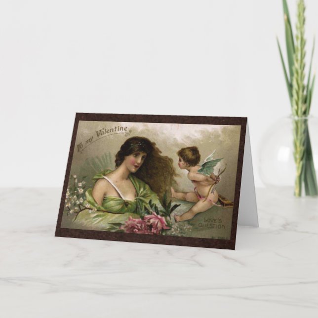 Victorian to My Valentine Love's Question Holiday Card (Front)