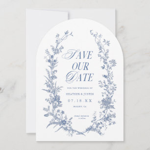 Victorian Toile Blue Floral Dusty Blue Photo Arch Save The Date