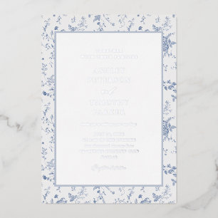Victorian Toile French Blue Classic Wedding Silver