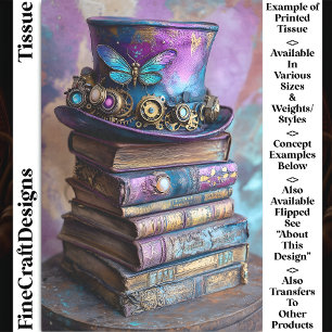 Victorian Top Hat & Antique Books CZ5R Decoupage Tissue Paper