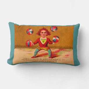 Victorian trade card juggler Darlington, Runk & Co Lumbar Cushion