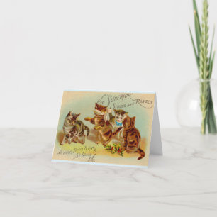 Victorian trade card kittens playing