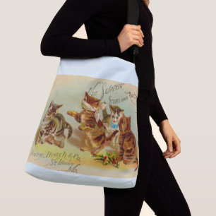 Victorian trade card kittens playing crossbody bag