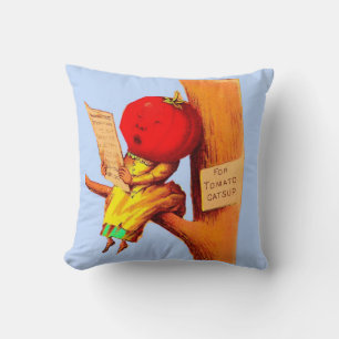 Victorian trade card tomato head woman cushion