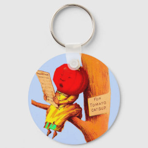 Victorian trade card tomato head woman key ring