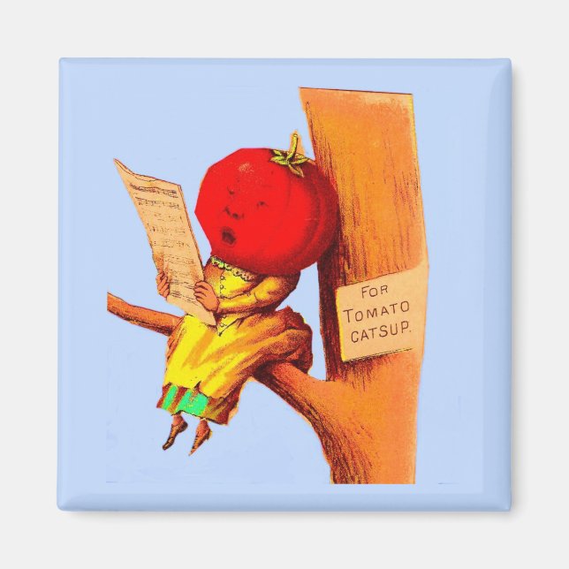 Victorian trade card tomato head woman magnet (Front)