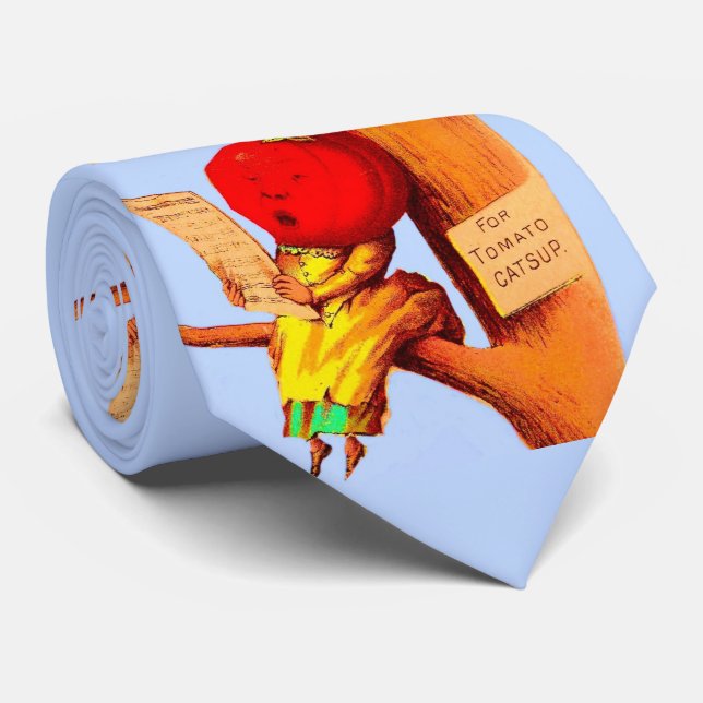 Victorian trade card tomato head woman print tie (Rolled)