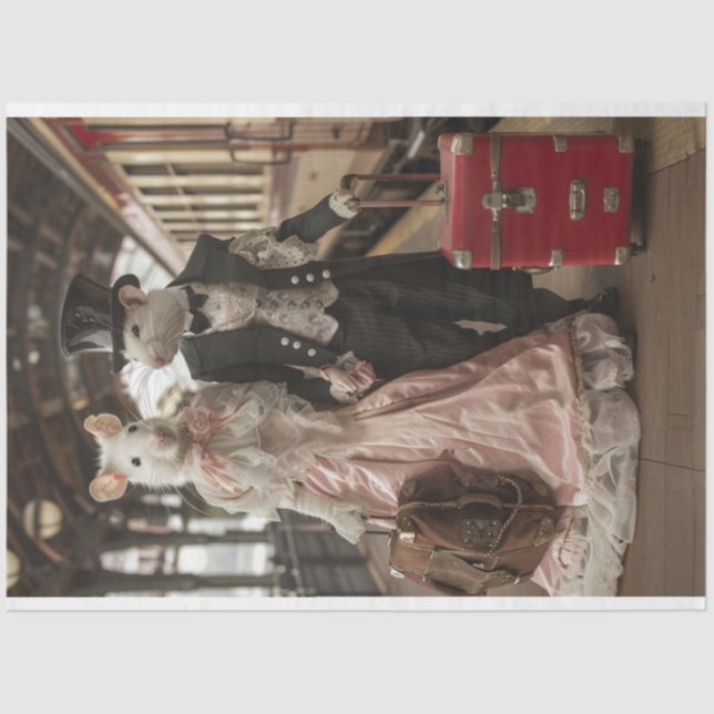 Victorian Travelling Mice Decoupage Tissue Paper (Front)