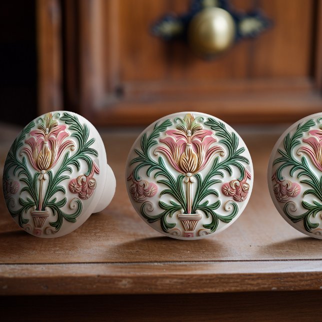 Victorian Tulip Charm Ceramic Knob Pull (Creator Uploaded)