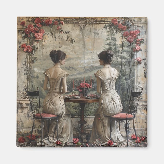 Victorian Twins Tea Party - Magnet (Front)