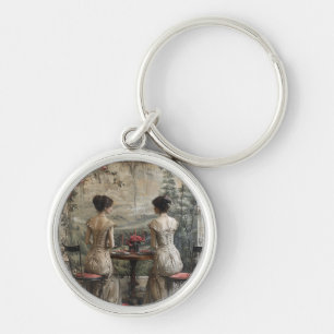 Victorian Twins Tea Party - Magnet Key Ring