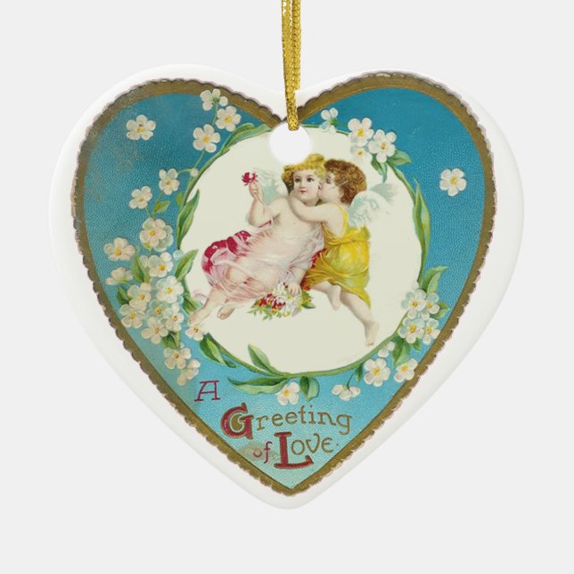 Victorian Valentine A Greeting Of Love Ceramic Tree Decoration (Front)
