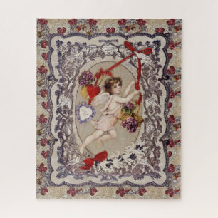 Victorian Valentine Angel Red Heart   Jigsaw Puzzle