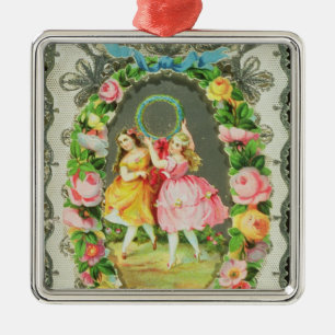 Victorian Valentine Card Metal Tree Decoration