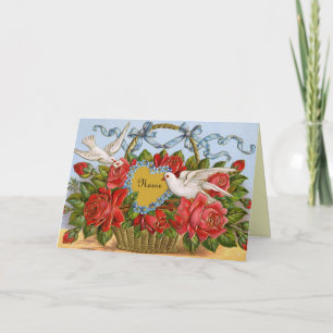 Victorian Valentine Card - Personalise with Name