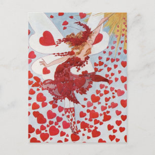 Victorian Valentine heart fairy Holiday Postcard
