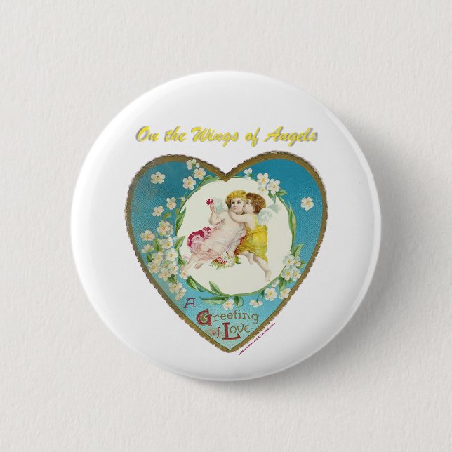 Victorian Valentine On the Angels of Angels Gifts 6 Cm Round Badge (Front)
