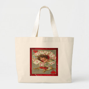 Victorian Valentine The Queen Of Hearts Large Tote Bag