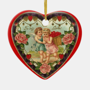 Victorian Valentine To My Love Ceramic Ornament