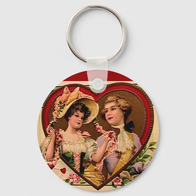 Victorian Valentines Couple Key Ring (Front)