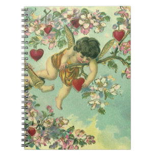 Victorian Valentines Day Cupids Vintage Heart Tree Notebook