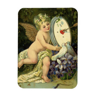 Victorian Valentines Day, Vintage Angel Love birds Magnet