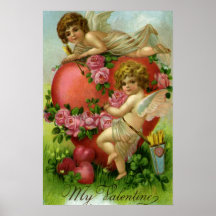 Victorian Valentines Day Vintage Angels Heart Rose