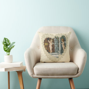 Victorian Valentine's Day, Vintage Angels w Letter Cushion