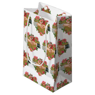Victorian Valentine's Day, Vintage Hands w Flowers Small Gift Bag