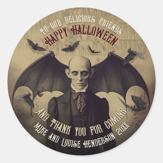 Victorian Vampire Dracula Gothic Party Classic Round Sticker (Front)