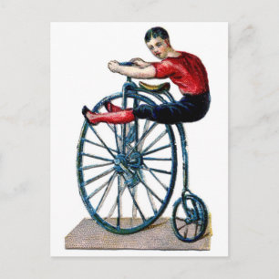 Victorian Velocipede Vintage bicycle Acrobat Postcard