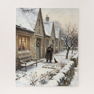 Victorian Village Winter Almshouses Christmas Jigsaw Puzzle
